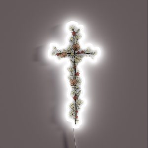Cross With Wildflowers RGB Neon Sign