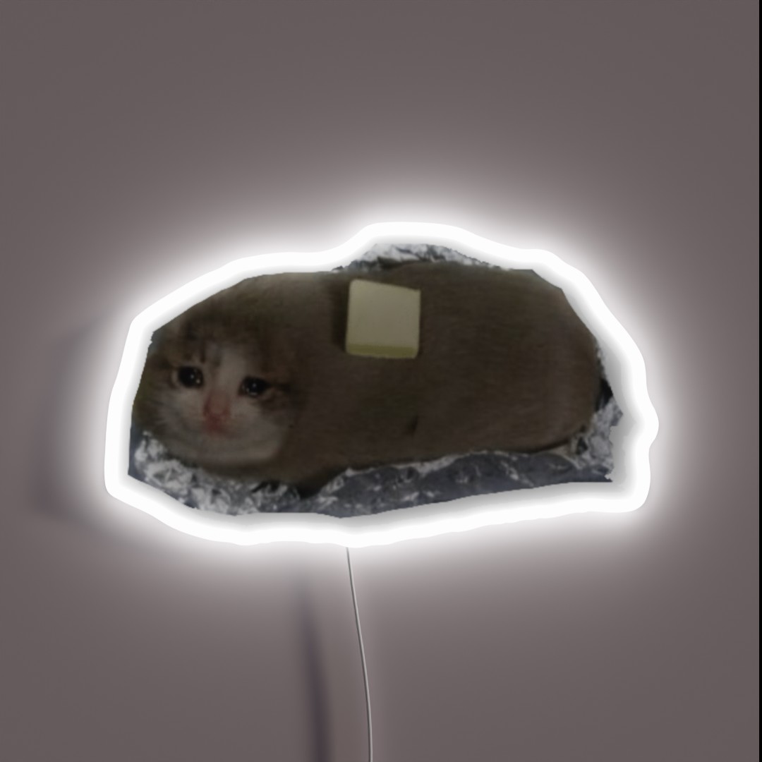 Crying Baked Potato Cat RGB Neon Sign Crying Baked Potato Cat RGB Neon Sign