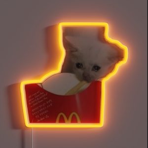 CRYING CAT Eating French Fry Crying Cat Meme Twitter Meme RGB Neon Sign
