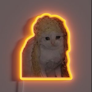 Crying Cat Meme With Spaghetti Crying Twitter Meme With Pasta RGB Neon Sign