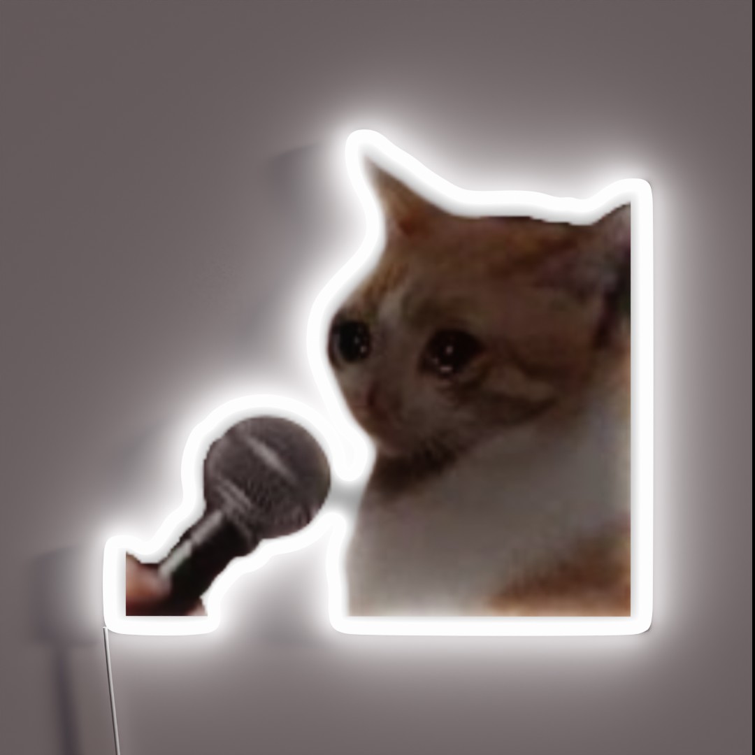 Crying Cat Microphone Meme Crying Cat Meme RGB Neon Sign Crying Cat Microphone Meme Crying Cat Meme RGB Neon Sign