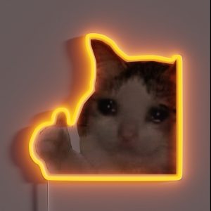 Crying Cat Thumbs Up RGB Neon Sign