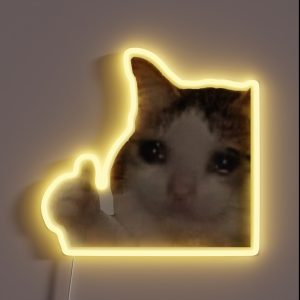 Crying Cat With Thumbs Up RGB Neon Sign