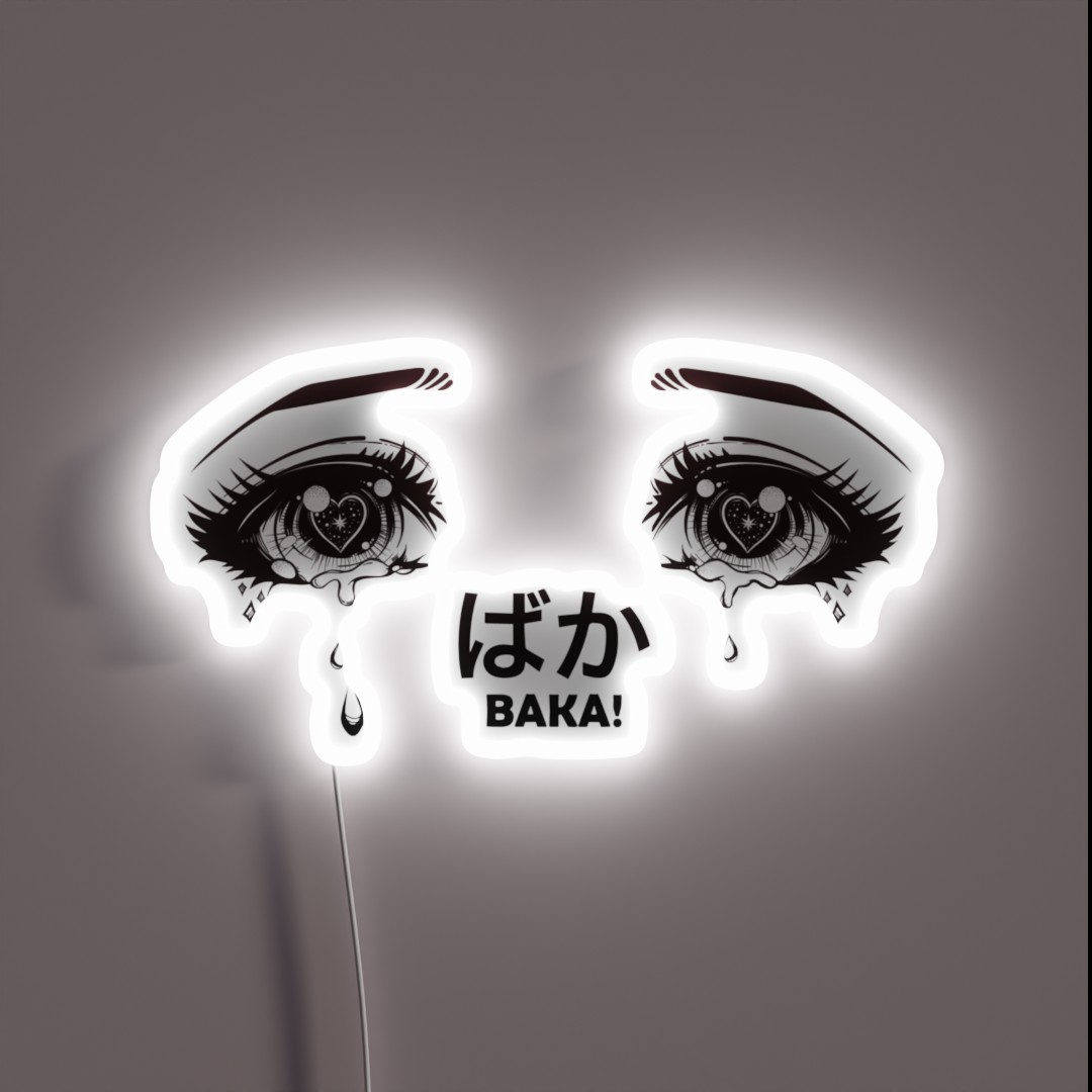 Crying Eyes From Manga Or Anime Shouting Baka RGB Neon Sign Crying Eyes From Manga Or Anime Shouting Baka RGB Neon Sign