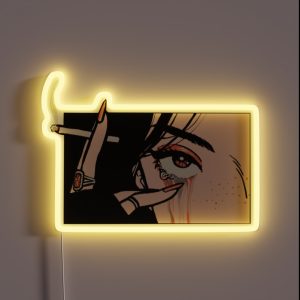 Crying Girl With Cigarette RGB Neon Sign