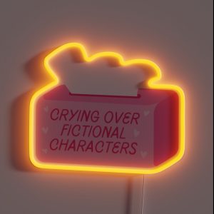 Crying Over Fictional Characters Pink Tissue Box RGB Neon Sign