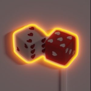 Cute Aesthetic Coquette Soft Girl Red Heart Lovecore Dice RGB Neon Sign