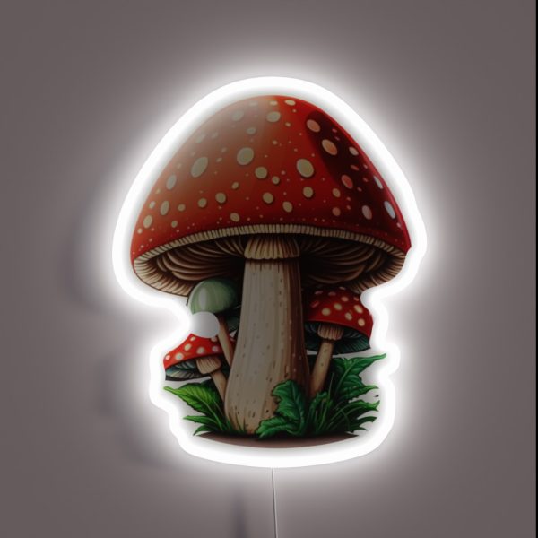 Cute Aminita Muscaria Mushroom RGB Neon Sign