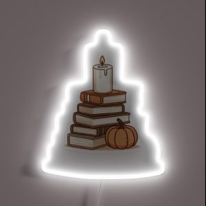 Cute And Cozy Stack Of Books With A Pumpkin RGB Neon Sign Cute And Cozy Stack Of Books With A Pumpkin RGB Neon Sign