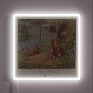 Cute Bunny Cottage Illustration RGB Neon Sign