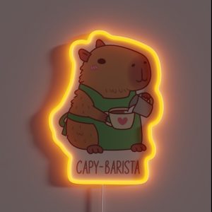 Cute Capybara Barista Making Coffee RGB Neon Sign Cute Capybara Barista Making Coffee RGB Neon Sign