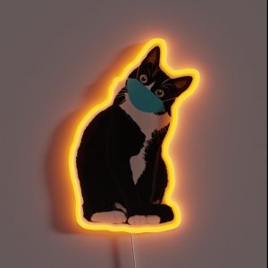 Cute Cat Wearing Surgical Mask RGB Neon Sign