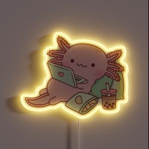 Cute Chilling Axolotl RGB Neon Sign