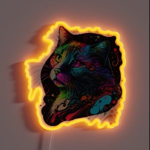 Cute Colorful Cat Lover Unique Kitty Painting Art RGB Neon Sign Cute Colorful Cat Lover Unique Kitty Painting Art RGB Neon Sign