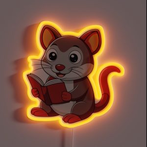 Cute Dassie Rat Reading A Book RGB Neon Sign Cute Dassie Rat Reading A Book RGB Neon Sign