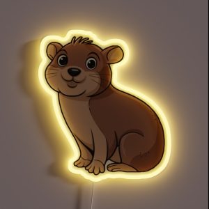 Cute Dessie Hyrax In Cartoon Style RGB Neon Sign