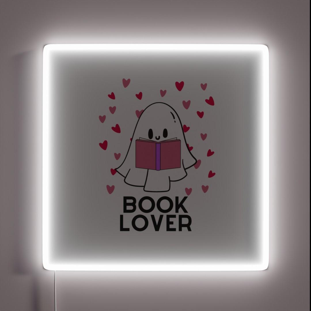 Cute Ghost Book Lover RGB Neon Sign Cute Ghost Book Lover RGB Neon Sign