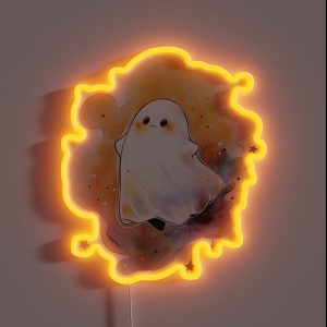 Cute Ghost Halloween Watercolor Kawaii 03 RGB Neon Sign