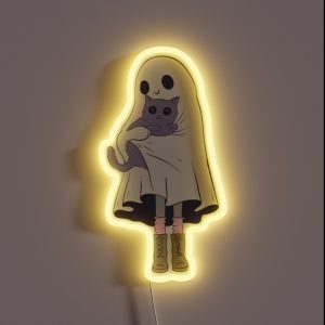 Cute Ghost Holding Cat RGB Neon Sign Cute Ghost Holding Cat RGB Neon Sign