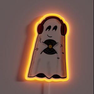 Cute Ghost Music Lover Ghost With Record Music Wee Ghost Friend Has Music For You RGB Neon Sign