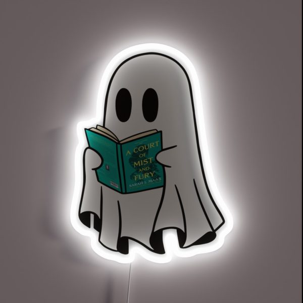 Cute Ghost Reading Acomaf Book Spooky Book RGB Neon Sign