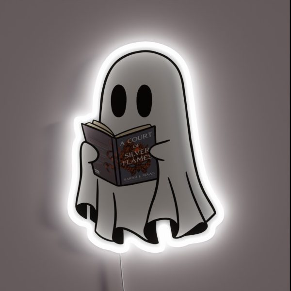 Cute Ghost Reading Acosf Book Spooky Book RGB Neon Sign