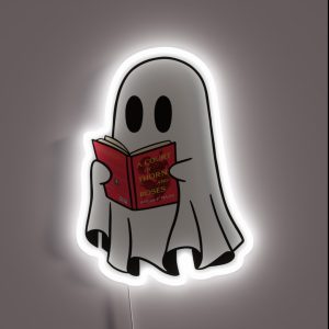 Cute Ghost Reading Acotar Book Spooky Book Club Kindle Lovers Gift Ideas RGB Neon Sign