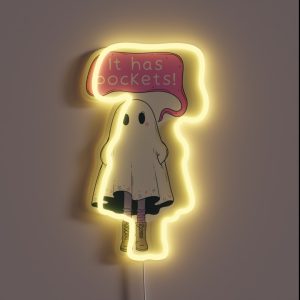 Cute Ghost Saying It Has Pockets RGB Neon Sign