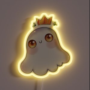 Cute Ghost With A Crown RGB Neon Sign Cute Ghost With A Crown RGB Neon Sign