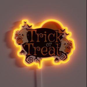 Cute Ghosts Trick Or Treat RGB Neon Sign
