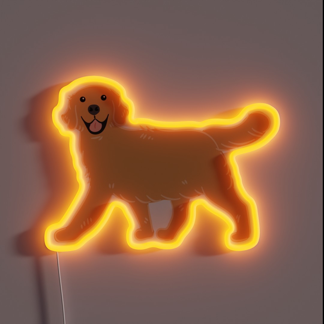 Cute Golden Retriever RGB Neon Sign Cute Golden Retriever RGB Neon Sign