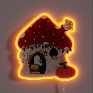 Cute Halloween Mushroom And Ghost Design Bookish Ghost RGB Neon Sign