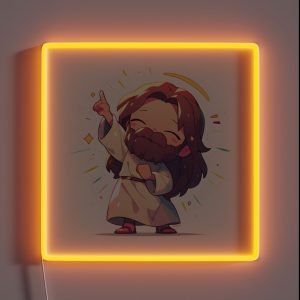 Cute Happy Jesus RGB Neon Sign