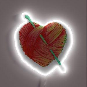 Cute Heart Ball Of Yarn And Crochet Hook RGB Neon Sign