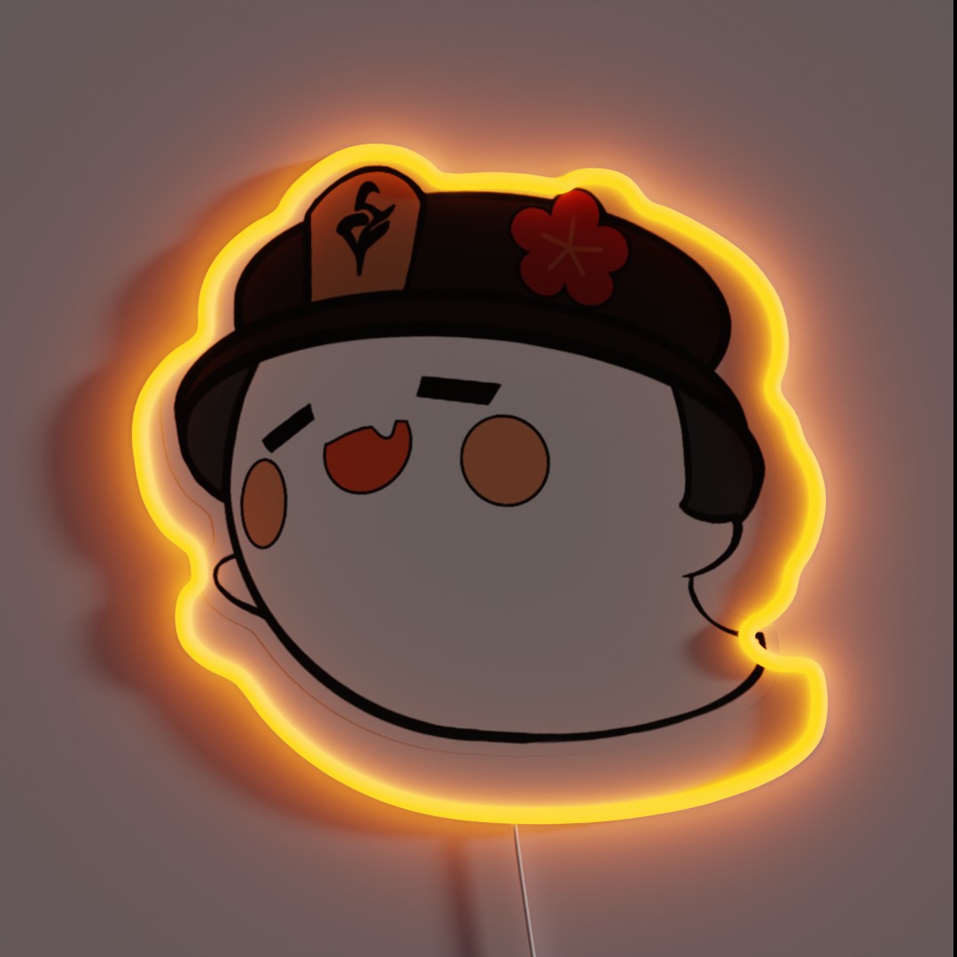 Cute Hu Tao Ghost Companion RGB Neon Sign Cute Hu Tao Ghost Companion RGB Neon Sign