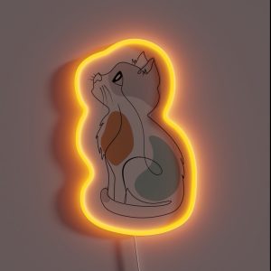 Cute Kitten Cuteness Line Art RGB Neon Sign