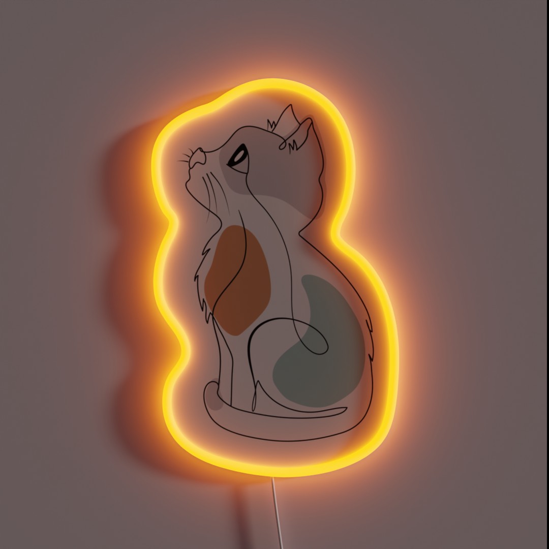 Cute Kitten Cuteness Line Art RGB Neon Sign Cute Kitten Cuteness Line Art RGB Neon Sign