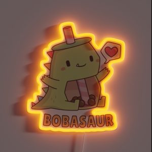 Cute Little Bobasaur Boba Dinosaur RGB Neon Sign Cute Little Bobasaur Boba Dinosaur RGB Neon Sign
