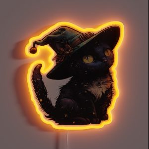 Cute Little Witchy Cat RGB Neon Sign