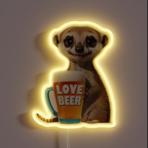 Cute Meerkat With A Beer Mug RGB Neon Sign