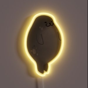Cute Mochi Seal Round Seal Standing RGB Neon Sign