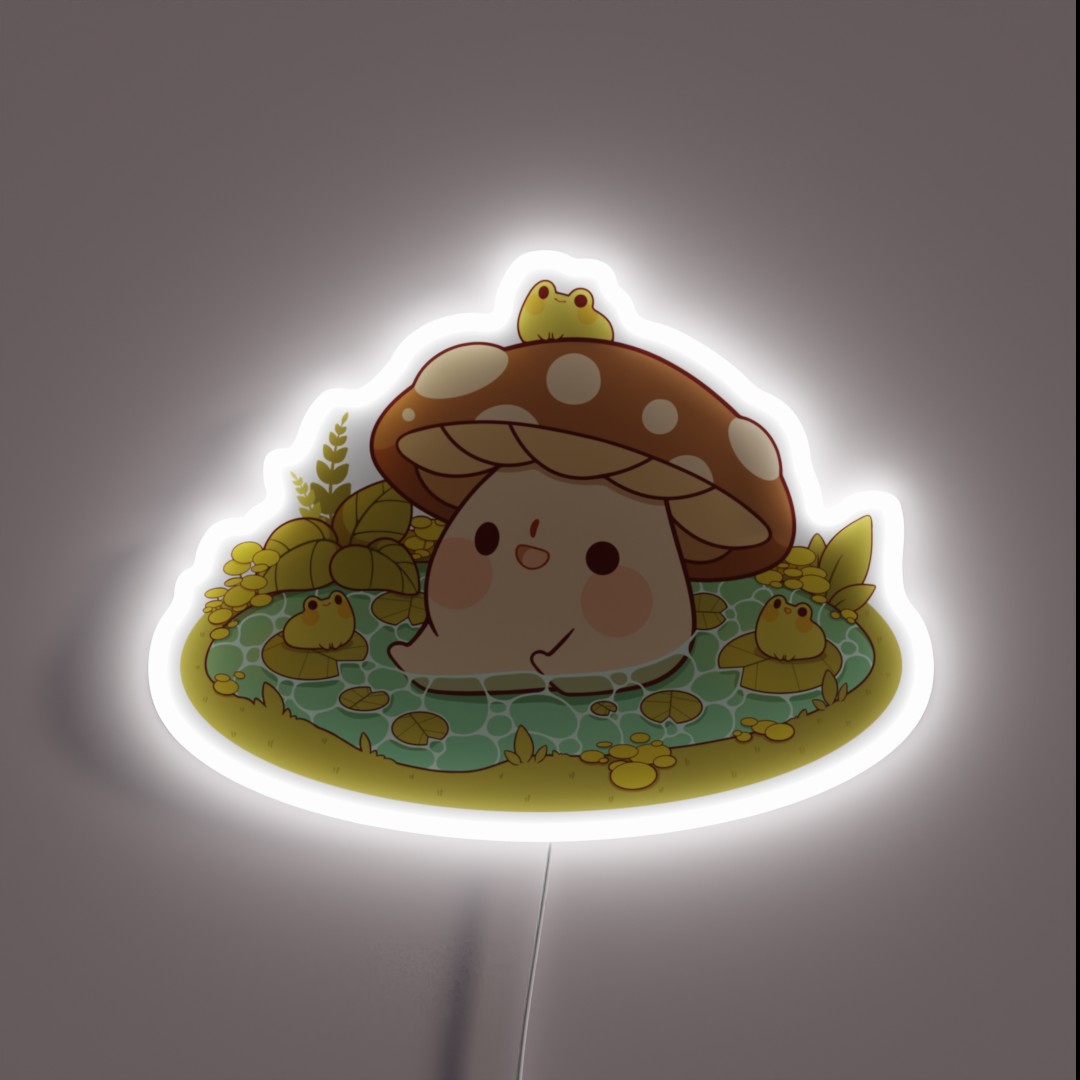 Cute Mushroom In A Frog Pond RGB Neon Sign Cute Mushroom In A Frog Pond RGB Neon Sign
