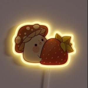 Cute Mushroom With Strawberry RGB Neon Sign