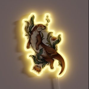 Cute Otter With Kelp Fairy Grunge Cottagecore Witchcraft Woods Occult Forestcore Green Witch RGB Neon Sign