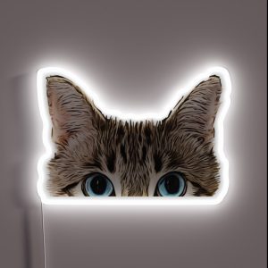 Cute Peeping Tabby Cat Face RGB Neon Sign