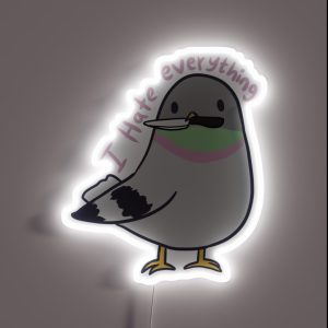 Cute Pigeon Hates Everything RGB Neon Sign
