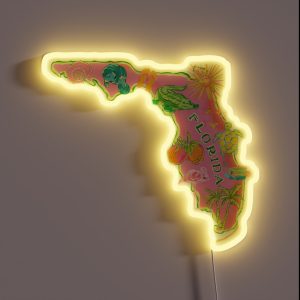 Cute Preppy Pink Florida Map RGB Neon Sign