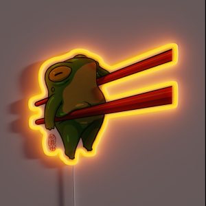 Cute Pudgy Frog Held RGB Neon Sign