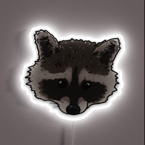 Cute Raccoon Face RGB Neon Sign