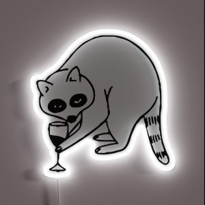 Cute Raccoon With Wine RGB Neon Sign Cute Raccoon With Wine RGB Neon Sign